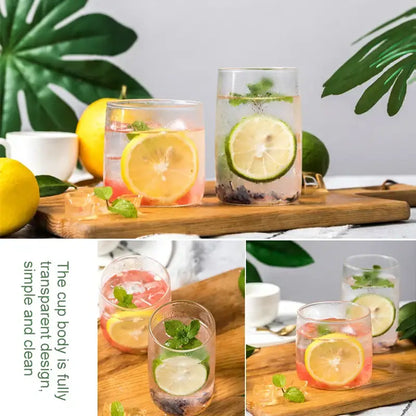 Modern clear glass drinkware cup set kitchen tumblers