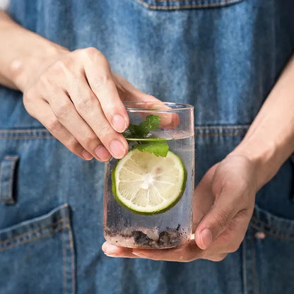 Modern clear glass drinkware cup set kitchen tumblers