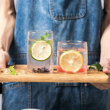 Modern clear glass drinkware cup set kitchen tumblers