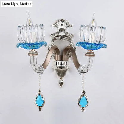 DecorBites™ Modern Clear Glass Floral Wall Light with Chrome Finish Sconce Lamp