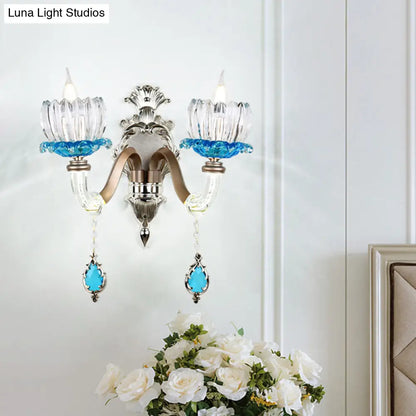 DecorBites™ Modern Clear Glass Floral Wall Light with Chrome Finish Sconce Lamp