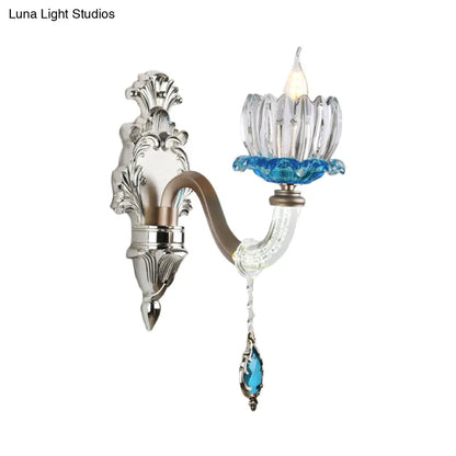 DecorBites™ Modern Clear Glass Floral Wall Light with Chrome Finish Sconce Lamp