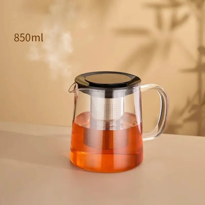 Modern clear glass flower teapot with infuser – kitchen tea set