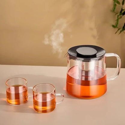Modern clear glass flower teapot with infuser – kitchen tea set