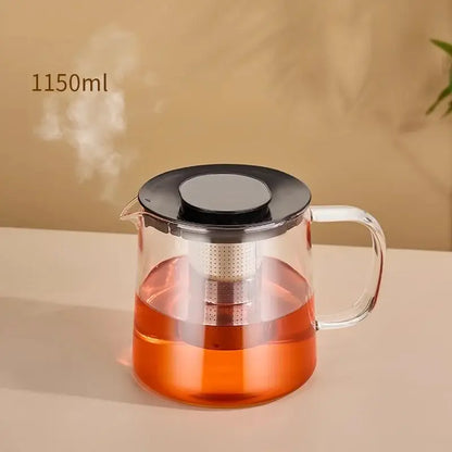 Modern clear glass flower teapot with infuser – kitchen tea set
