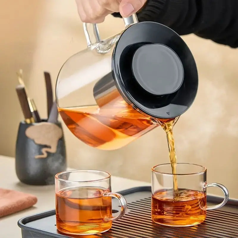 Modern clear glass flower teapot with infuser – kitchen tea set
