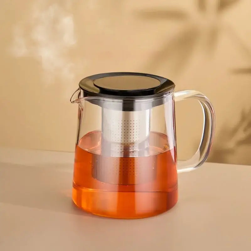 Modern clear glass flower teapot with infuser – kitchen tea set