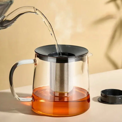 Modern clear glass flower teapot with infuser – kitchen tea set