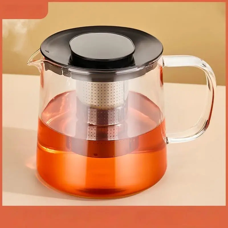 Modern clear glass flower teapot with infuser – kitchen tea set