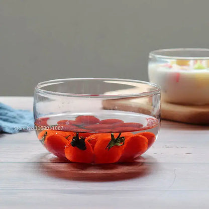 Modern clear glass salad bowl set kitchen food storage box