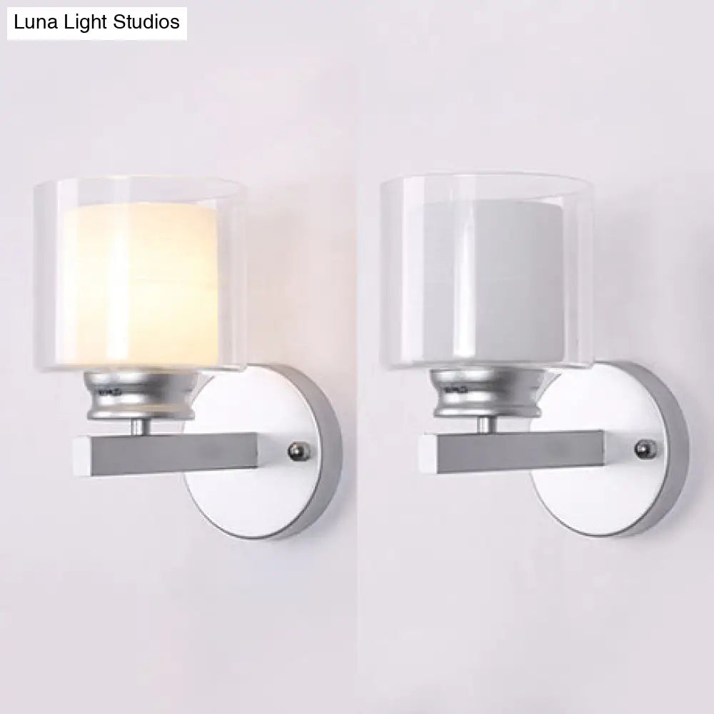 DecorBites™ Modern Clear Glass Sconce Lighting - 1 Light Wall Mounted Fixture in Black/Chrome
