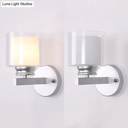 DecorBites™ Modern Clear Glass Sconce Lighting - 1 Light Wall Mounted Fixture in Black/Chrome