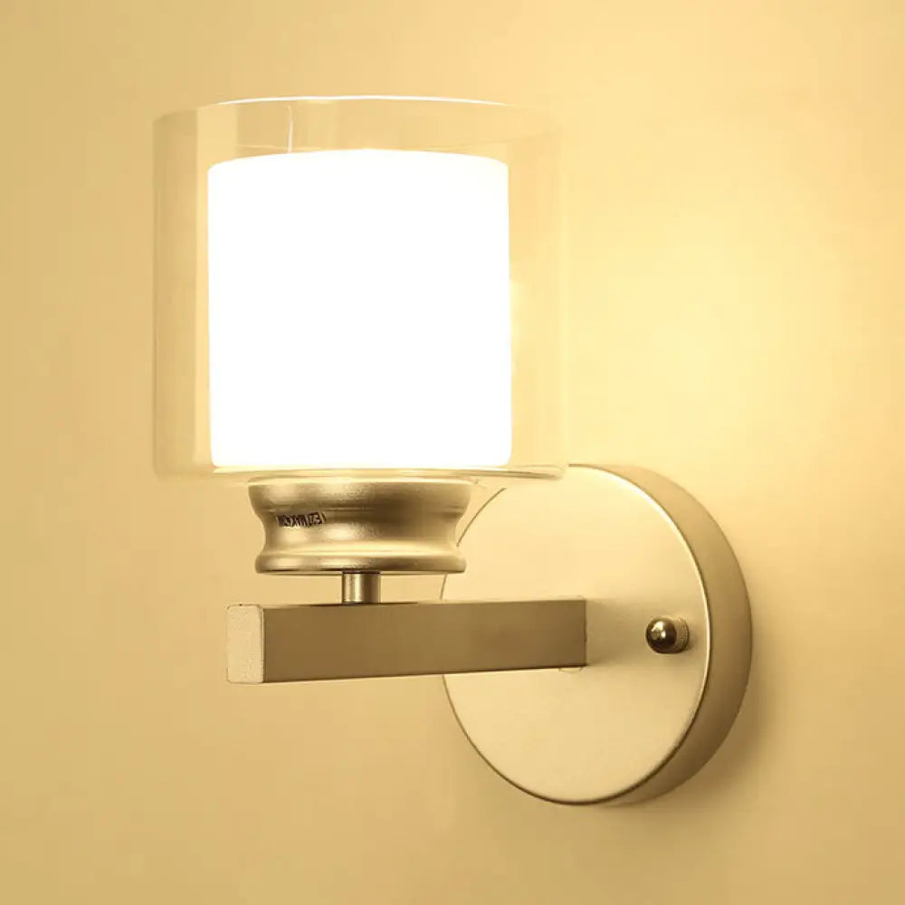DecorBites™ Modern Clear Glass Sconce Lighting - 1 Light Wall Mounted Fixture in Black/Chrome