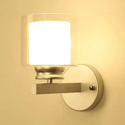 DecorBites™ Modern Clear Glass Sconce Lighting - 1 Light Wall Mounted Fixture in Black/Chrome