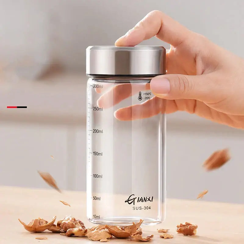 Modern clear glass sealed jug kitchen storage jar with stainless lid