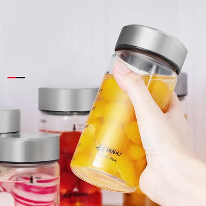 Modern clear glass sealed jug kitchen storage jar with stainless lid