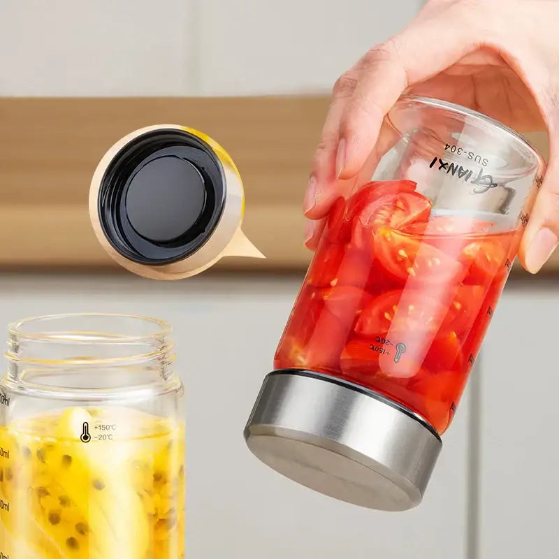 Modern clear glass sealed jug kitchen storage jar with stainless lid