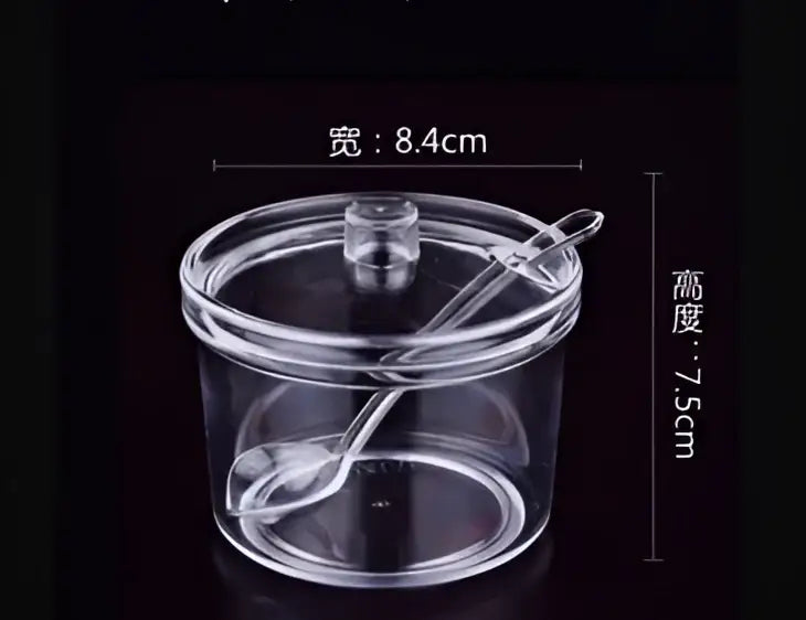 Modern clear glass seasoning jar with spoon kitchen spice jar