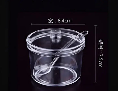 Modern clear glass seasoning jar with spoon kitchen spice jar