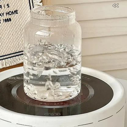 Modern clear glass tea cup with wood lid kitchen coffee jar