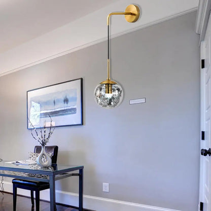 DecorBites™ Modern Clear Glass Wall Light with Flower Deco Cloth and Silver/Gold Finish