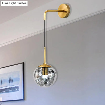 DecorBites™ Modern Clear Glass Wall Light with Flower Deco Cloth and Silver/Gold Finish