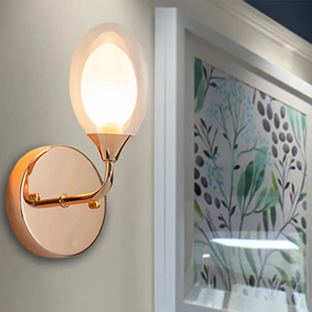DecorBites™ Modern Clear Glass Wall Sconce with Oval Shade - Bedroom Lighting Fixture
