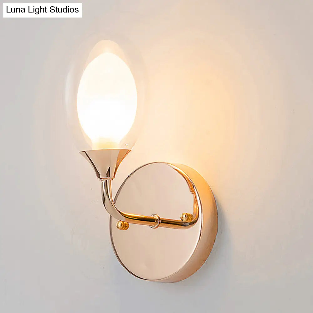 DecorBites™ Modern Clear Glass Wall Sconce with Oval Shade - Bedroom Lighting Fixture