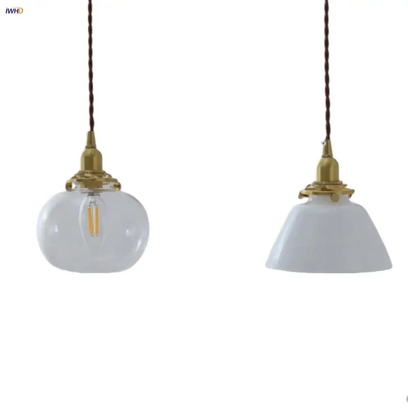 Modern clear glass & white ceramic led pendant lamp kitchen light