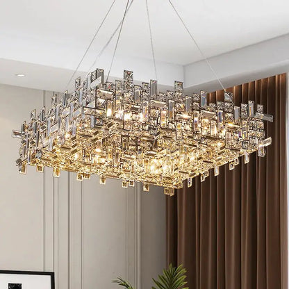 Modern clear & gold elegant crystal chandelier for living room
