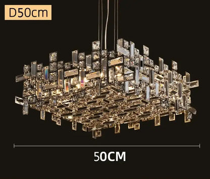 Modern clear & gold elegant crystal chandelier for living room