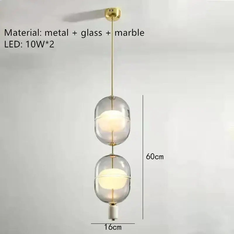 Modern clear gray amber glass pendant light dining room brass orbs