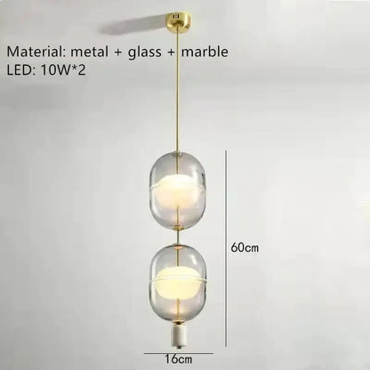 Modern clear gray amber glass pendant light dining room brass orbs