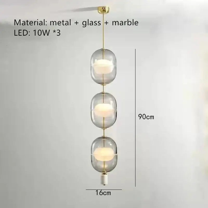 Modern clear gray amber glass pendant light dining room brass orbs