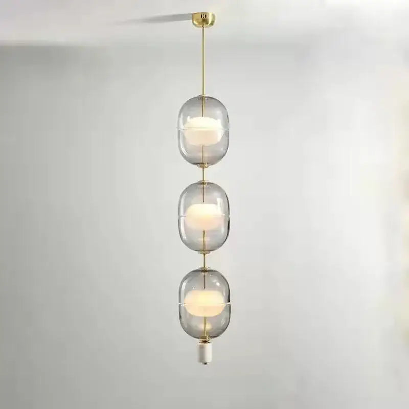 Modern clear gray amber glass pendant light dining room brass orbs