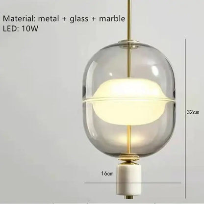 Modern clear gray amber glass pendant light dining room brass orbs
