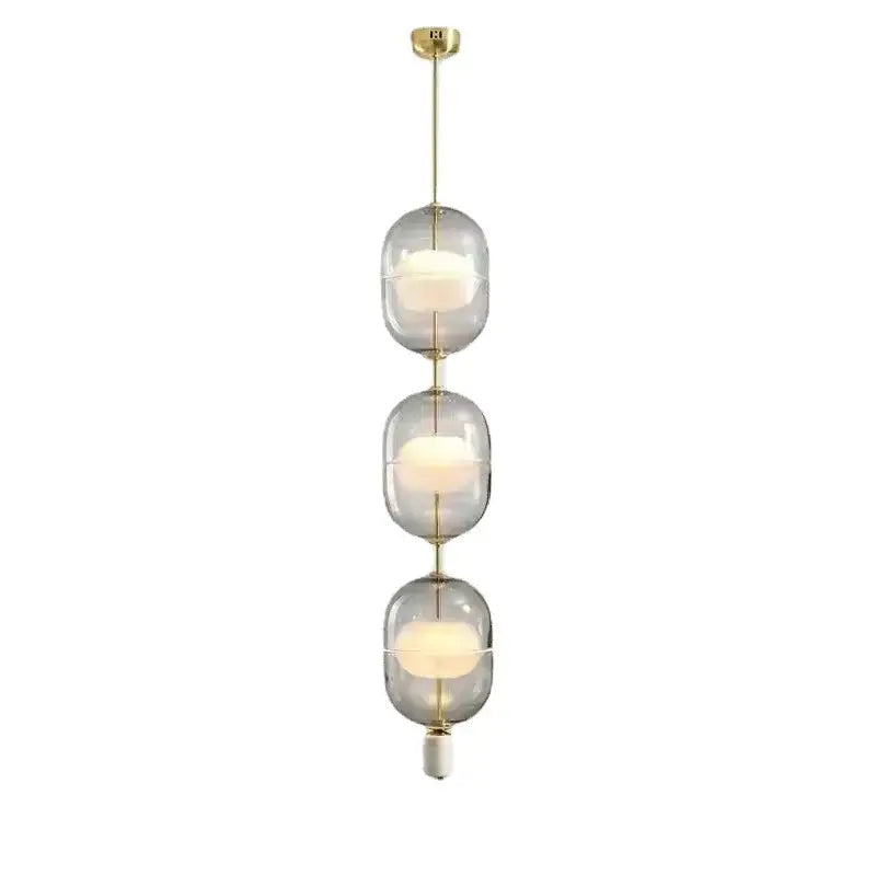 Modern clear gray amber glass pendant light dining room brass orbs
