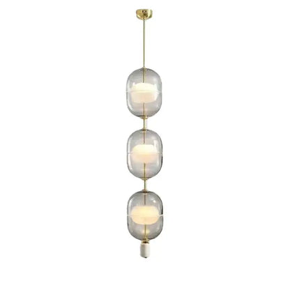 Modern clear gray amber glass pendant light dining room brass orbs