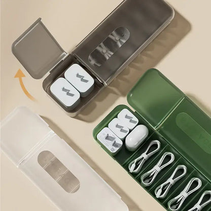 Modern clear & gray desk organizer cable box – bedroom charging case
