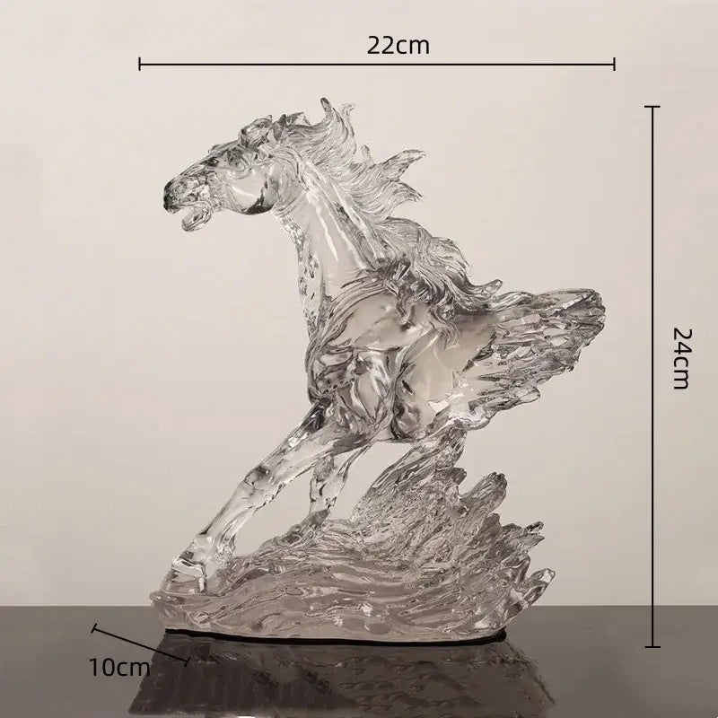 Modern clear horse resin sculpture living room decor black accents