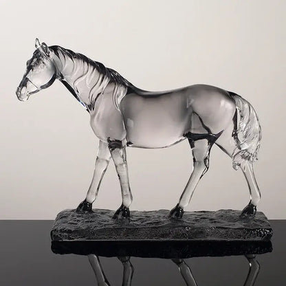 Modern clear horse resin sculpture living room decor black accents
