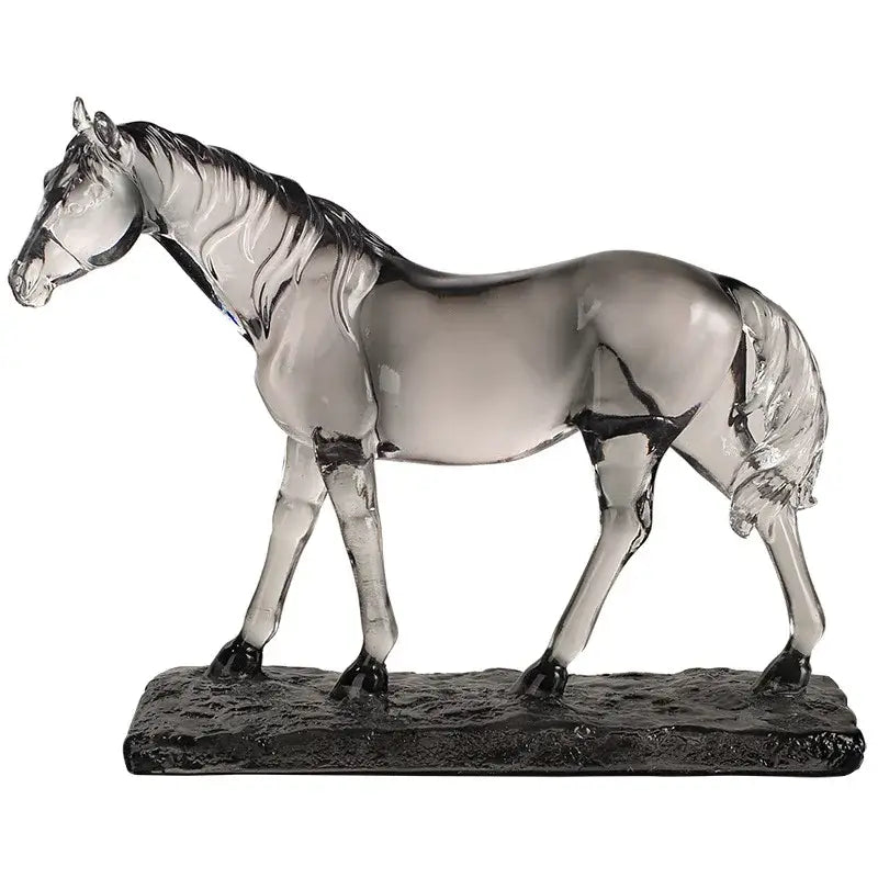 Modern clear horse resin sculpture living room decor black accents