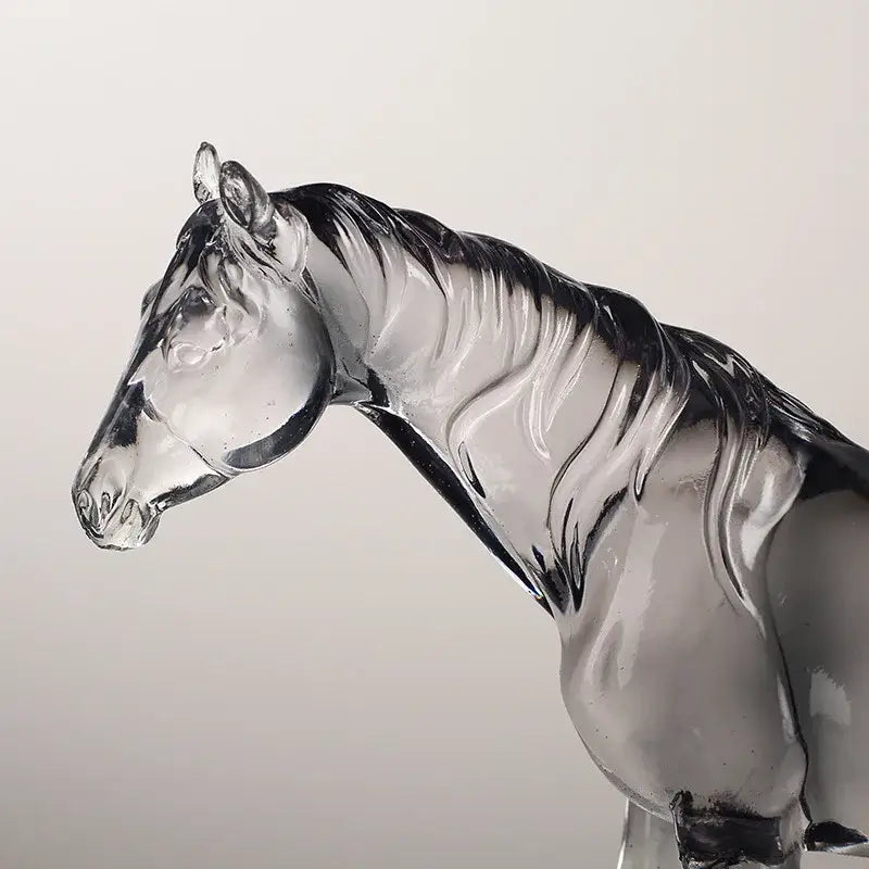 Modern clear horse resin sculpture living room decor black accents