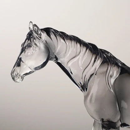 Modern clear horse resin sculpture living room decor black accents