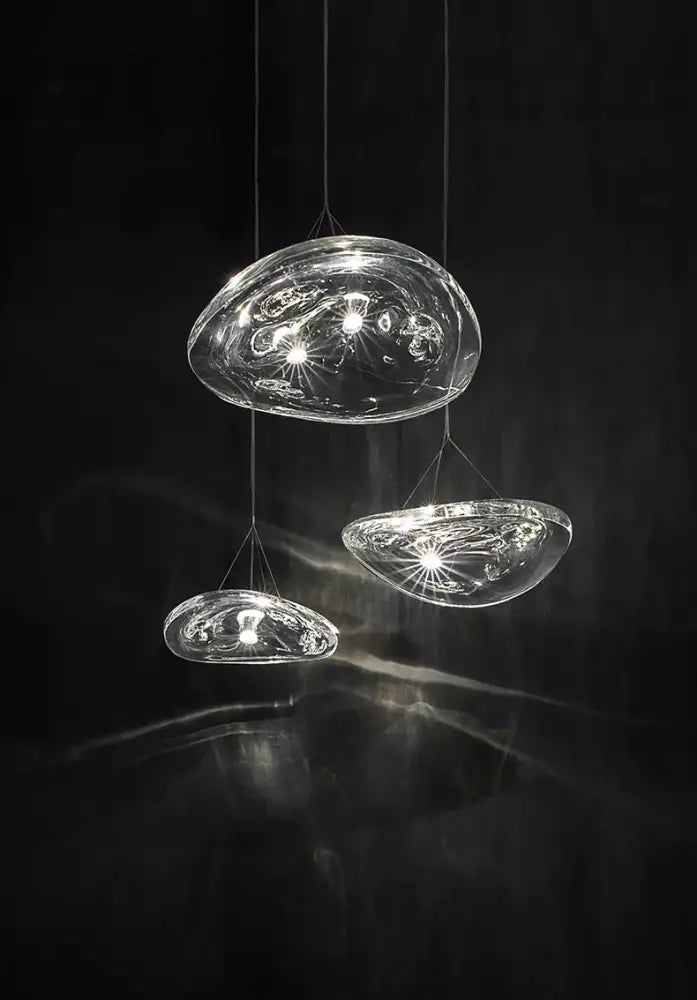 Modern clear patterned glass staircase pendant light dining room