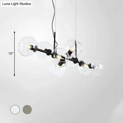 Modern clear smoke glass 8 bulb lighting fixture dining room black & gold