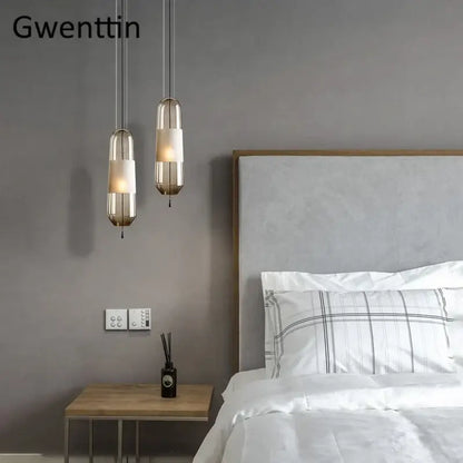 Modern clear & smoked glass pendant lights for dining room