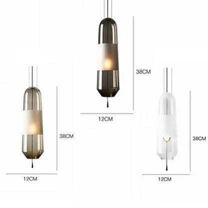 Modern clear & smoked glass pendant lights for dining room