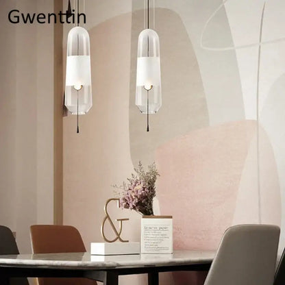 Modern clear & smoked glass pendant lights for dining room