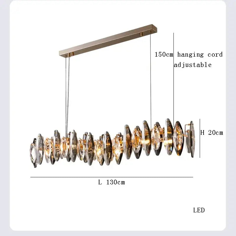 Modern clear & smoky crystal led chandelier living room light